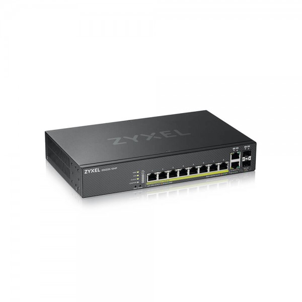 Zyxel Switch full managed Layer2+ 10 Port • 8x 1 GbE • PoE Budget 180 Watt • 8x PoE at • 2x 1 Gb Combo • 19&quot; • NebulaFlex Pro • GS2220-10HP
