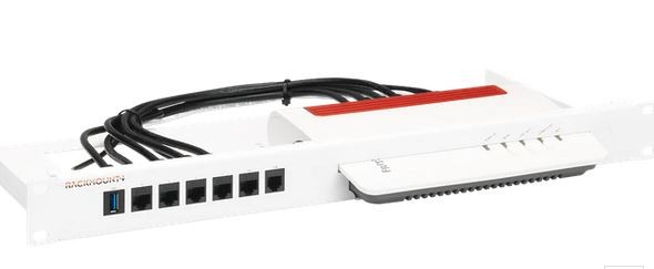 Rackmount.IT, Rack Mount Kit for AVM FRITZ!Box 5530 - 6850 - 7530, UTP(ungeschirmte) Kupplung/Patchkabel, 1HE/19&quot;,