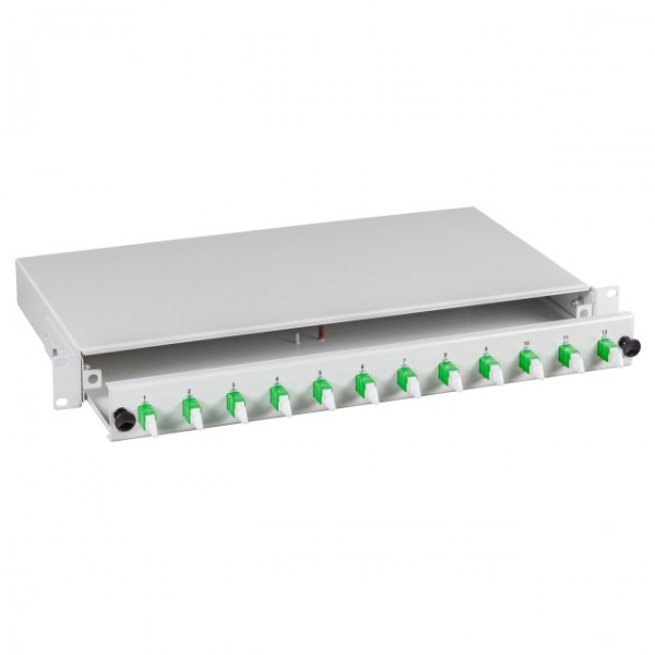 LWL-Patchpanel Spleisbox,19", 12xE2000®/APC, 9/125um,
