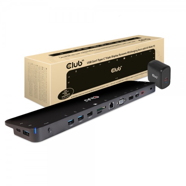 Club 3D Dockingstation - USB 3.2 4K Triple Docking Station 65W *schwarz*