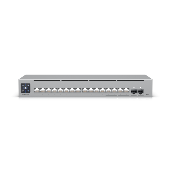 Ubiquiti Switch full managed Layer3 18 Port • 4x 2,5 GbE • 12x GbE • 2x SFP+ • Desktop • Lüfterlos • UniFi • USW-Pro-Max-16