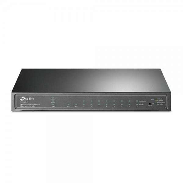 TP-Link Switch full managed Layer2 10 Port Â• 8x 1 GbE Â• PoE Budget 58 Watt Â• 8x PoE at Â• 2x SFP Â• 10? Â• Lüfterlos, Omada Â• SG2210P