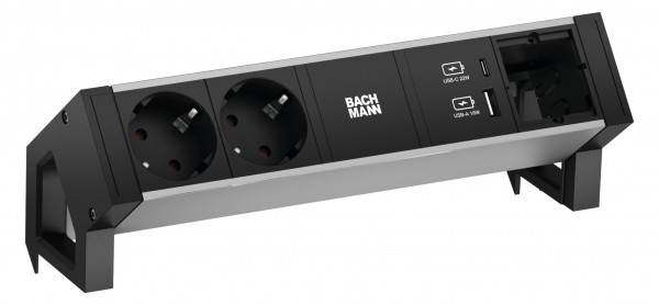 Bachmann Desk2 Steckdosenleiste, 2xDosen(CEE7), 1xCM 1xUSB A&amp;C 22W 0,2m GST18