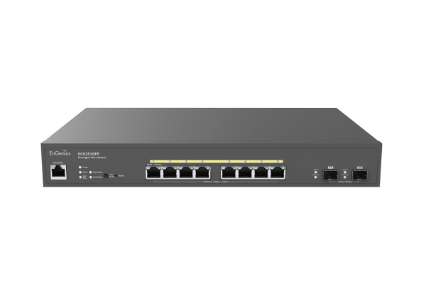 EnGenius Switch full managed Layer2+ 10 Port • 8x 2.5 GbE • PoE Budget 240W • 8x PoE++ bt • 2x SFP+ • 13&quot; • ECS2510FP • EnGenius Cloud