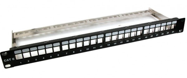 Keystone, Modulträger, 19&quot;Patchpanel für 24xTP-Modul;1HE, Schwarz