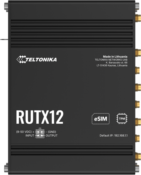 Teltonika · Router · RUTX12 · Dual LTE CAT6 Router WLAN, Dual Band WiFi (Wave-2 802.11ac), 2 SIM