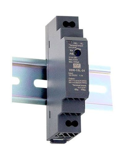 ALLNET Ersatznetzteil/Spannungswandler 24V/0,63A IN: 18~75VDC -&gt; OUT: 24V DC/DC-Wandler MEANWELL Hutschiene