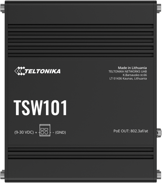 Teltonika · Switch · TSW101 · 5 Port Gigabit Industrial unmanaged POE Switch