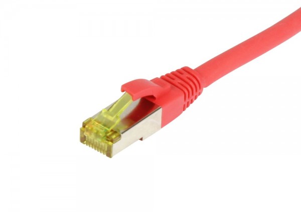 Patchkabel RJ45, CAT6A 500Mhz, 0.15m, rot, S-STP(S/FTP), TPE/LSZH(Ultraflex), AWG26, mit CAT7 Rohkabel, Synergy 21