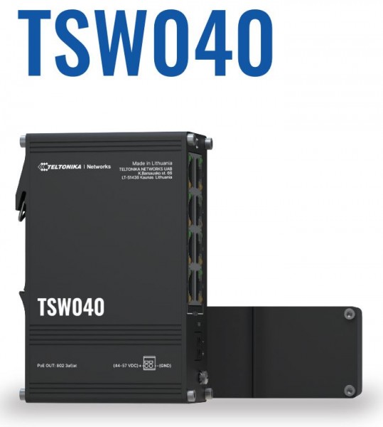 Teltonika · Switch · TSW040 8 Port 10/100 PoE + Industrial unmanaged Switch