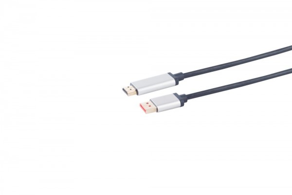Kabel Video DisplayPort 1.4 =&gt; HDMI 1.4, ST/ST, 1.0m, 4K@60hz Aluminium Stecker,