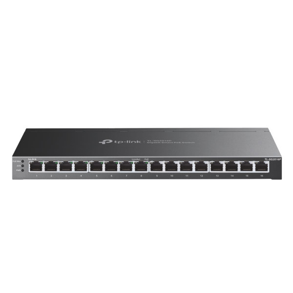 Omada by tp-link Switch full managed Layer2 16 Port • 16x 1 GbE • PoE Budget 120 Watt • 8x PoE at • 8x 1 GbE • Omada • SG2016P
