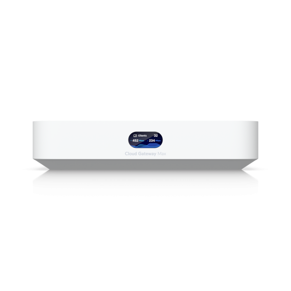 Ubiquiti UniFi Cloud Gateway Max • 1x 1/2,5 GbE RJ45-Port WAN • 4x GbE RJ45-Ports LAN • 1 Gbps routing IDS/IPS • UCG-MAX