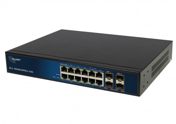 ALLNET Switch full managed Layer2+ 16 Port • 12x GbE • PoE Budget 130W • 8x PoE at • 4x Giga LAN • 4x SFP+ • 19&quot; • ALL-SG8616PMJ-10G