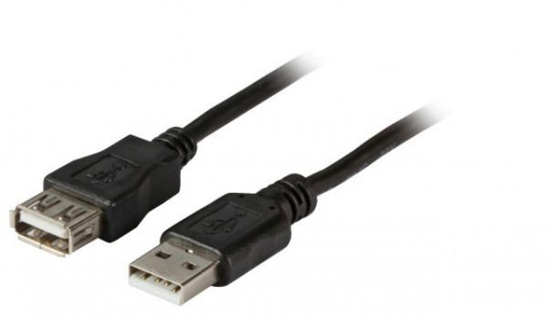 Kabel USB, A(St) =&gt; A(Bu), 5.0m, USB2.0, Verlängerung, schwarz, Classic