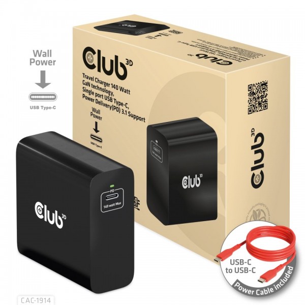 Club 3D Netzteil USB Typ C 1-fach 140W