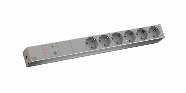 ALLNET 19"zbh. Steckdosenleiste, 6xDosen(CEE7)->Stecker(CEE7), NF/ÜS, Bachmann
