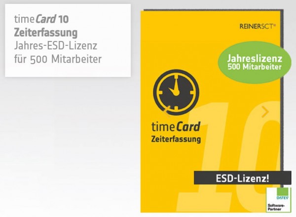 REINER SCT timeCard 10 - Jahreslizenz 500 Mitarbeiter - ESD