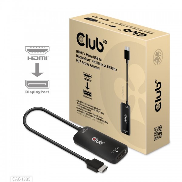 Adapter HDMI => DisplayPort *Club3D* 4K120Hz aktiv
