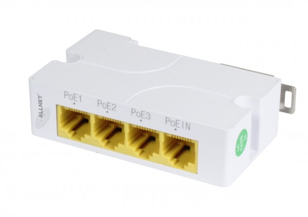 ALLNET Switch unmanaged Layer2 Layer2 4 Port GbE • PoE Budget 24W • 3x PoE af • Fanless • DIN • PD-Input • ALL-SGI8004P