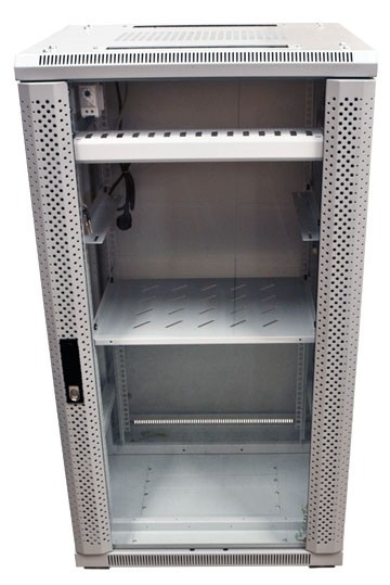 ALLNET 19"Schrank, 22HE, B600/T 900mm, Glastür, Lichtgrau, S