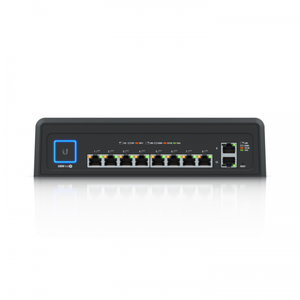 Ubiquiti UniFi Industrial / 10 Port / 450 W / 8xPoE++ / 2xRJ45 Gigabit / Lüfterlos / Switch USW-Industrial