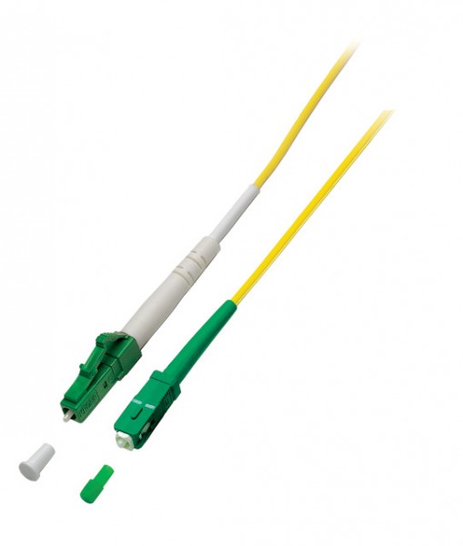 LWL-1-Faser-Patchk. 1.0mtr.LC(APC8Grad) - SC(APC8Grad), 9/125u,Schrägschliff, simplex