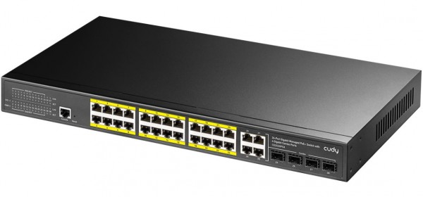 Cudy 24-Port Layer 2 Managed Gigabit PoE+ Switch with 4 Gigabit Combo Ports, 300W, GS2028PS4-300W