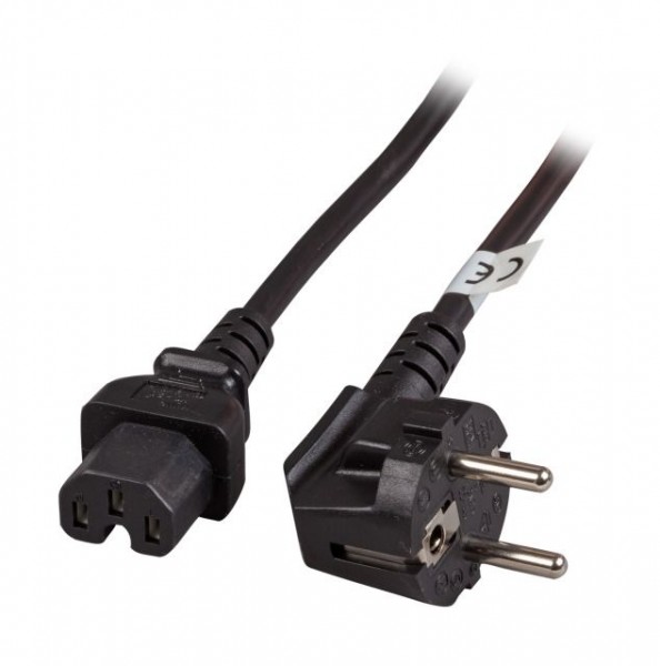 Netzkabel 230V Schutzkontakt CEE7(Stecker)-&gt;Warmgeräte IEC-C15(Buchse), 1,0m,Black