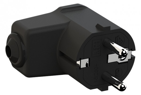 Bachmann Stecker, CEE 7/7, Schutzkontakt, Montage-Winkelstecker schwarz