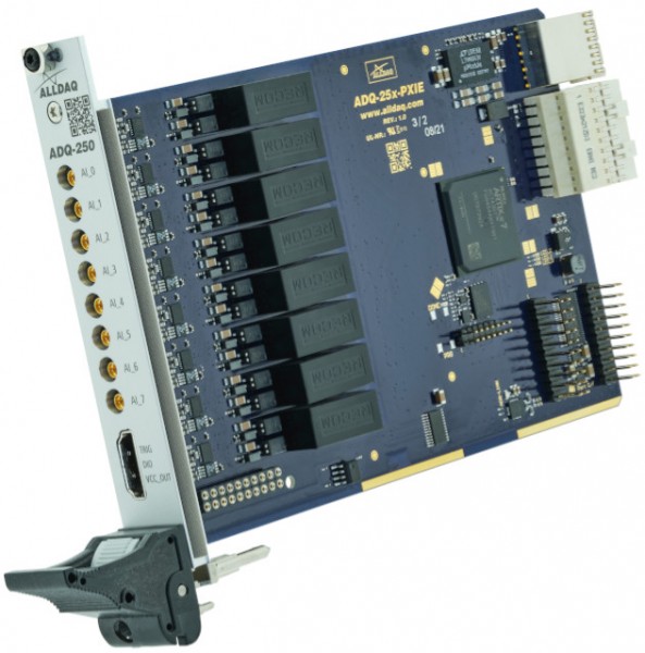 ALLDAQ ADQ-259E-PXIe / PXIe-Messkarte mit 8 potentialfreien Spannungseingängen, Bereich: ±102,4 V, 24 bit A/D, 1,5 MS/s synchron, 8 Digital-I/Os