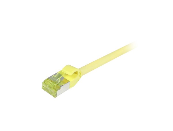 Patchkabel RJ45, CAT6A 500Mhz, 1.0m, gelb, S-STP(S/FTP), slimline rund d=4,5mm, TPE/LSZH(Superflex), AWG28, mit CAT7 Rohkabel, Synergy 21
