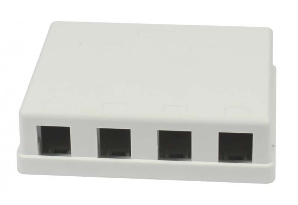 Patch Panel 4xTP, CAT6A, incl.Keystone Slim-line/Short 3P, Aufputz ABS, Weiss, Synergy 21,