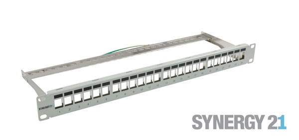 Patch Panel 24xTP,CAT6A, incl.Keystone Slim-line/Short 3P, 19&quot;, 1HE(t152mm), Lichtgrau, Synergy 21,