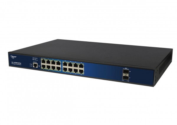ALLNET Switch full managed Layer2+ 18 Port • 16x GbE • PoE Budget 280W • 16x PoE at • 2x SFP • 19" • Fanless • JSON API • ALL-SG8618PM