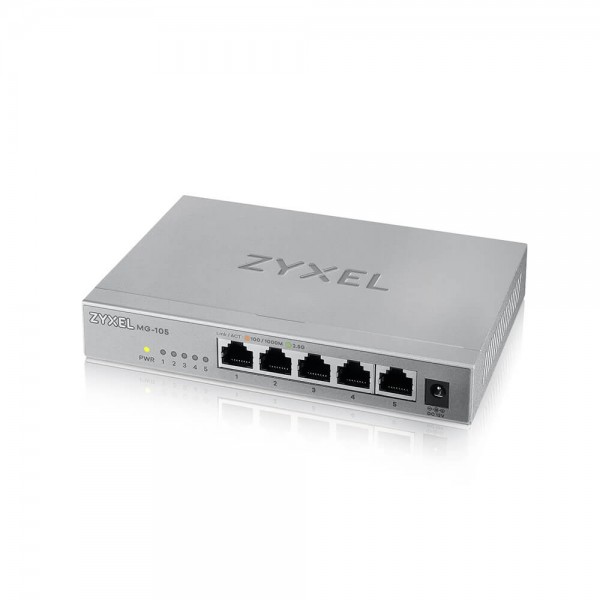 Zyxel Switch unmanaged Layer2 5 Port Â• 5x 2.5 GbE Â• Desktop Â• Lüfterlos Â• MG-105