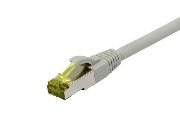 Patchkabel RJ45, CAT6A 500Mhz, 10m, grau, S-STP(S/FTP), TPE/LSZH(Ultraflex), AWG26, mit CAT7 Rohkabel, Synergy 21