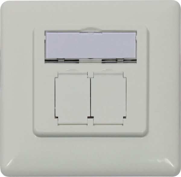 Dosen TP,UP,2-fach,CAT6A, Keystone Slim-line mit Kabelklemme, Reinweiss, designfähig UAE, Synergy 21,