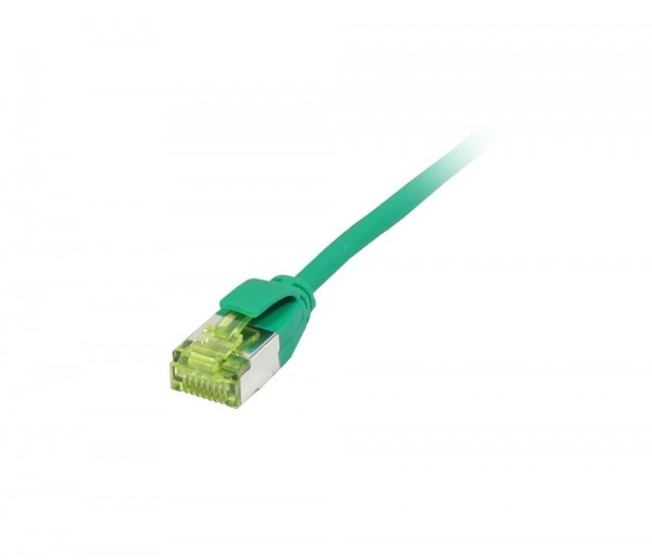 Patchkabel RJ45, CAT6A 500Mhz, 7.5m, grün, U/FTP, slimline rund d=3,8mm, TPE/LSZH(Superflex), AWG32, mit CAT7 Rohkabel, Synergy 21