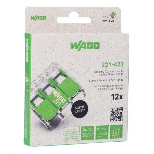 Wago Serie 221 - 3*4mm (12 Stück Retail) Green Range