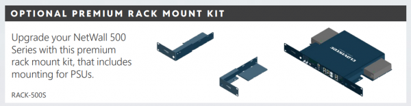 Clavister Premium Rackmount Kit for Clavister NetWall-NetShield 500 Series, including PSU mounting,