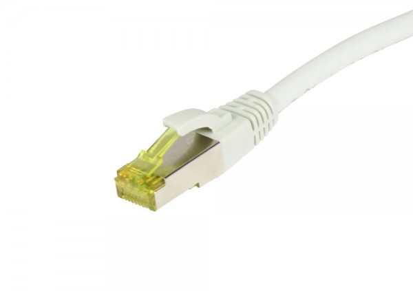 Patchkabel RJ45, CAT6A 500Mhz, 0.25m, weiss, S-STP(S/FTP), TPE/LSZH(Ultraflex), AWG26, mit CAT7 Rohkabel, Synergy 21