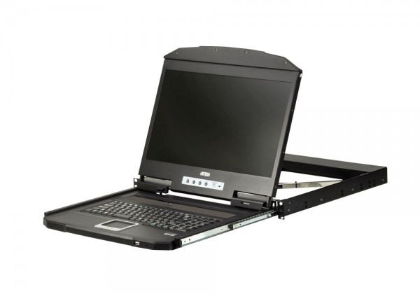 Aten TFT-Schublade,19&quot; 1HE,incl.TFT 18,5&quot;, Black, Deutsch, (USB,VGA) mit ultra kurzer Tiefe
