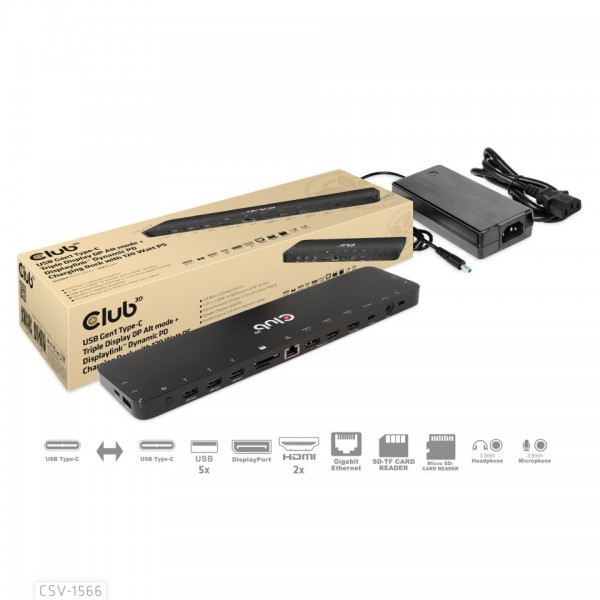 Club 3D Dockingstation - USB Typ C Triple Docking Station *schwarz*