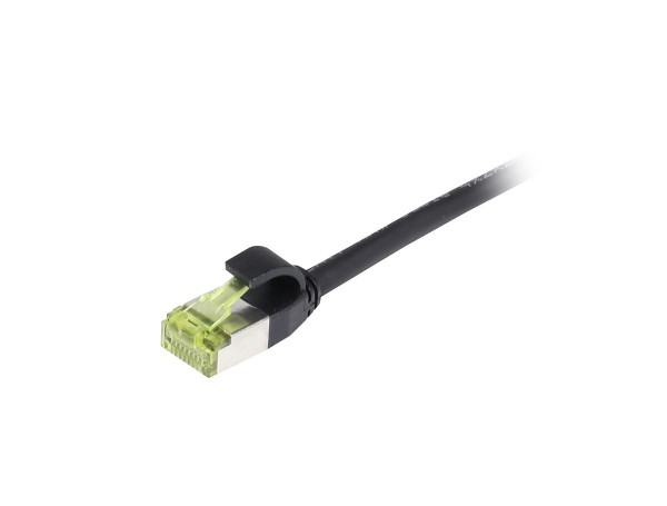 Patchkabel RJ45, CAT6A 500Mhz, 7.5m, schwarz, S-STP(S/FTP), slimline rund d=4,5mm, TPE/LSZH(Superflex), AWG28, mit CAT7 Rohkabel, Synergy 21
