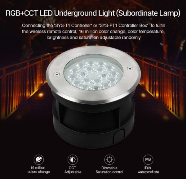 Synergy 21 LED subordinate inground spots 9W RGB+CCT with RF and WLAN *Milight/Miboxer*