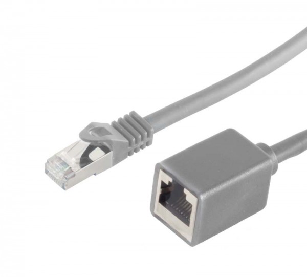 Patchkabel RJ45, CAT6 250Mhz, 0,5m grau, S-STP(S/FTP), LSZH, Stecker/Buchse(Verlängerung)