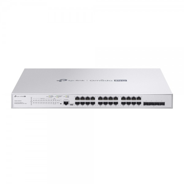 Omada PRO full managed Layer 2+ Switch • 28 Port • 24x 1GbE, 4x SFP+ • PoE Budget 384W • 24x PoE at/af • Omada PRO • S5500-24GP4XF