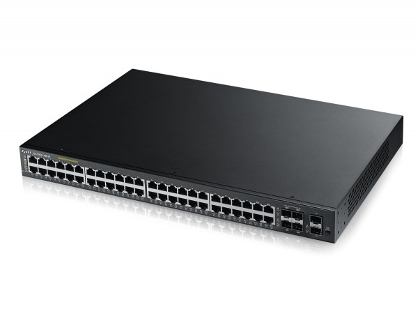 Zyxel Switch smart managed Layer2 50 Port Â• 44x 1 GbE Â• PoE Budget 375 Watt Â• 48x PoE at Â• 4x 1 Gb Combo Â• 2x SFP Â• 19&quot; Â• NebulaFlex Â• GS1920-48HPV2