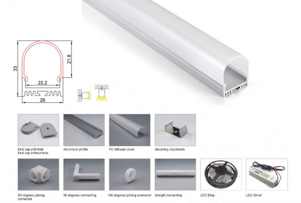 Synergy 21 LED U-Profil 200cm, ALU044-PC